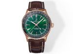 TW Factory Breitling Navitimer 41mm 2836 Movement Green Face RG Case Italian Cowhide Leather Strap Men Watch